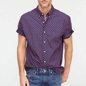 J Crew Secret Wash Organic Cotton Poplin Short Sleeve Shirt Size Medium